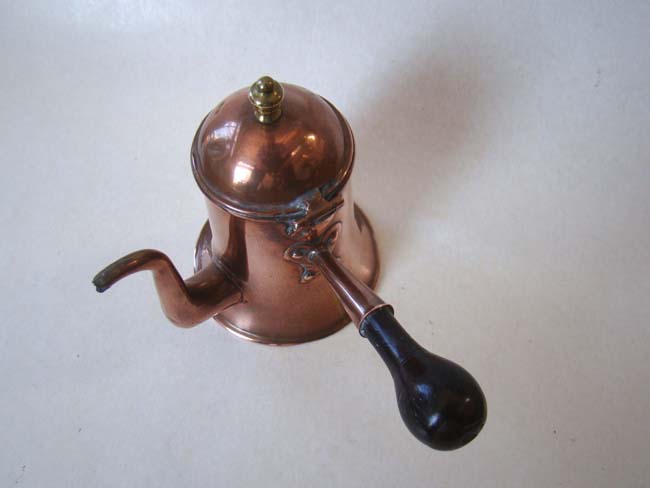 A charming 18th century copper chocolate pot with side-mounted ebony handle circa 1750 — image 2